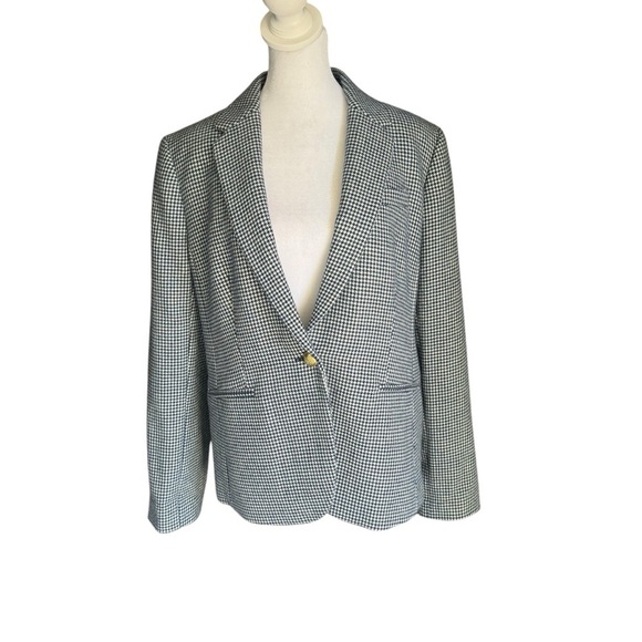 J. Crew - The Campbell Blue Houndstooth Wool Blend Blazer Sz 14 - Picture 4 of 11
